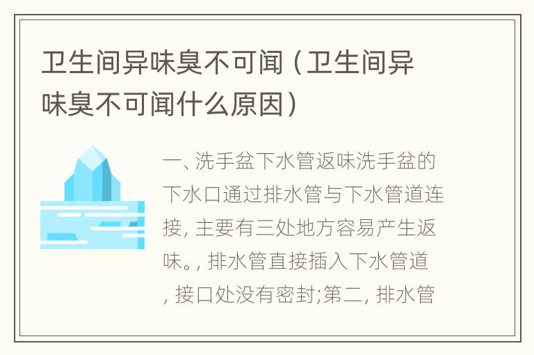 卫生间异味臭不可闻（卫生间异味臭不可闻什么原因）