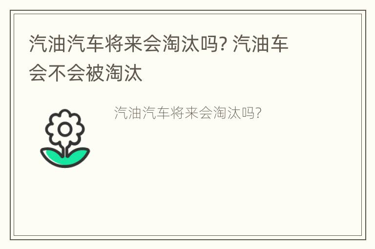 汽油汽车将来会淘汰吗? 汽油车会不会被淘汰