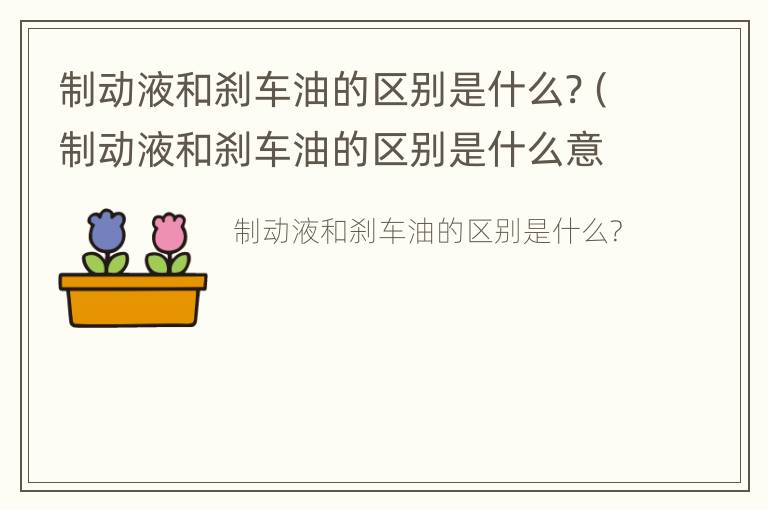 制动液和刹车油的区别是什么?（制动液和刹车油的区别是什么意思）