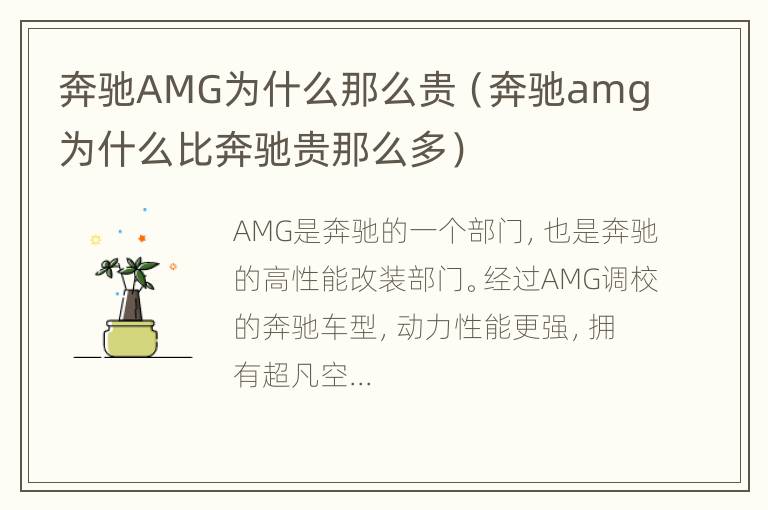 奔驰AMG为什么那么贵（奔驰amg为什么比奔驰贵那么多）