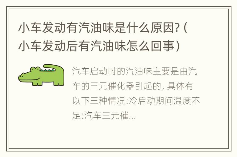 小车发动有汽油味是什么原因?（小车发动后有汽油味怎么回事）