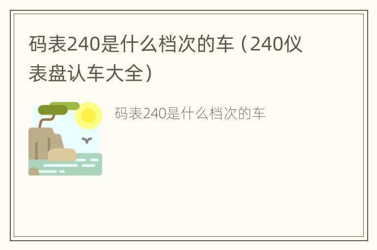 码表240是什么档次的车（240仪表盘认车大全）