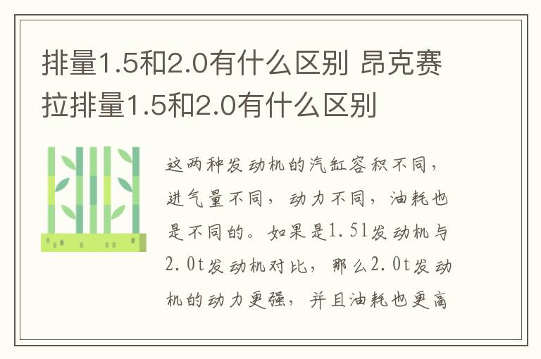 排量1.5和2.0有什么区别 昂克赛拉排量1.5和2.0有什么区别