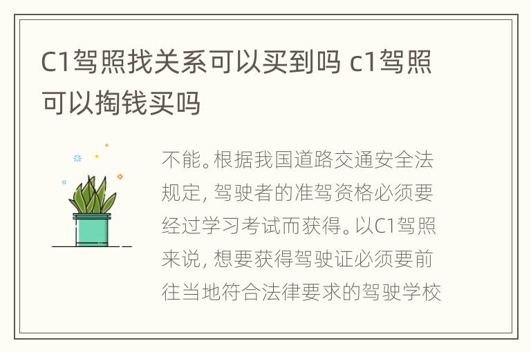 C1驾照找关系可以买到吗 c1驾照可以掏钱买吗