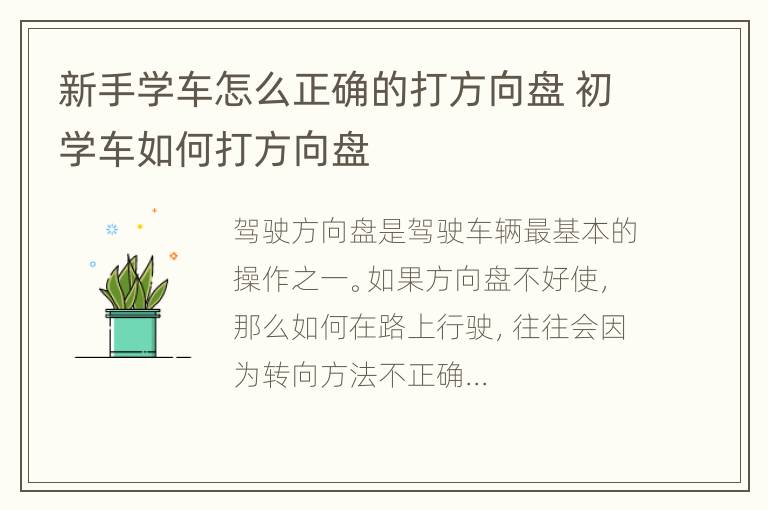 新手学车怎么正确的打方向盘 初学车如何打方向盘