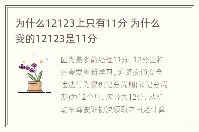 为什么12123上只有11分 为什么我的12123是11分