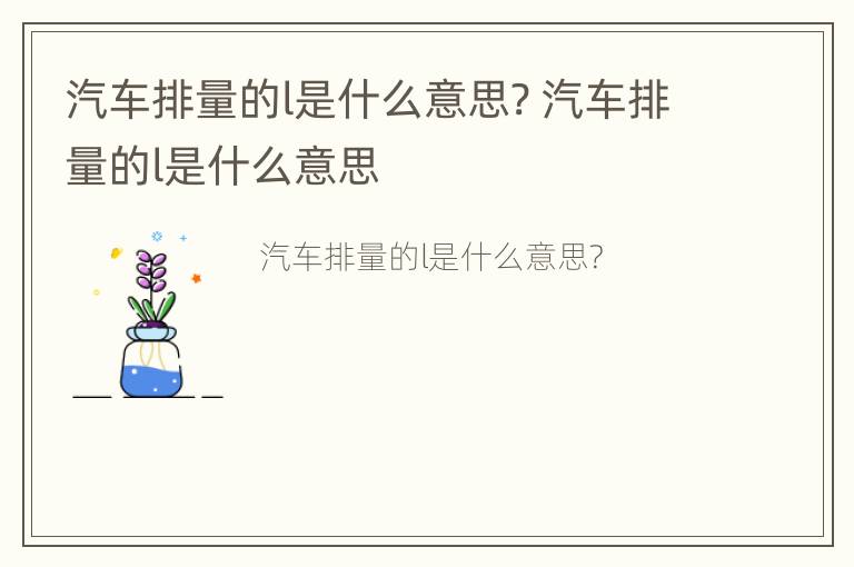 汽车排量的l是什么意思? 汽车排量的l是什么意思