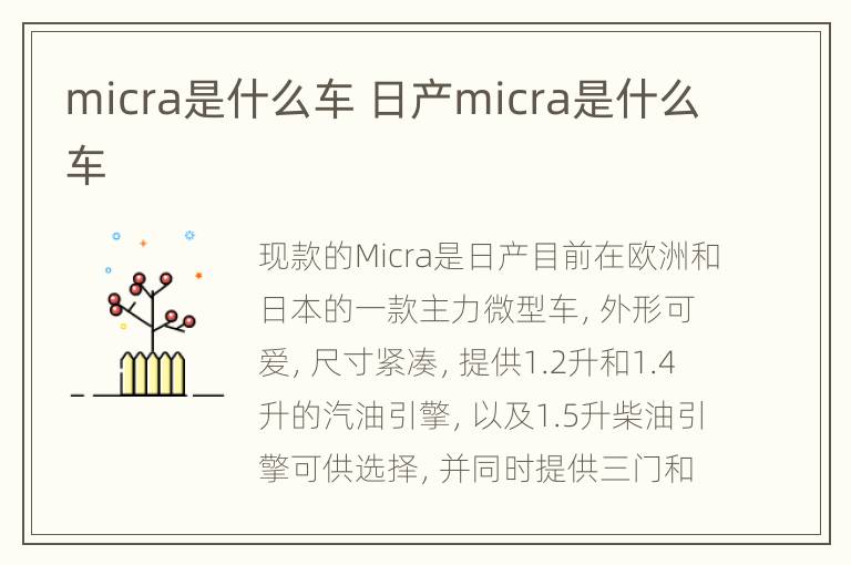 micra是什么车 日产micra是什么车