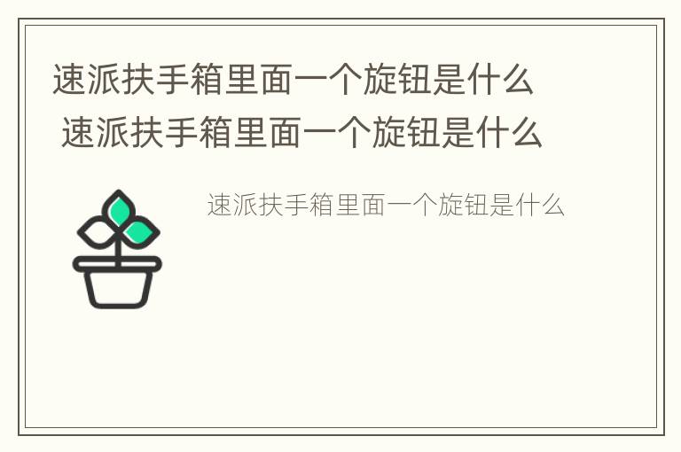 速派扶手箱里面一个旋钮是什么 速派扶手箱里面一个旋钮是什么意思