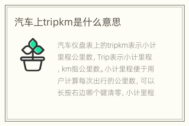 汽车上tripkm是什么意思