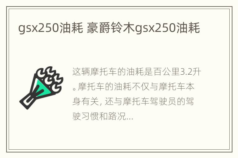 gsx250油耗 豪爵铃木gsx250油耗