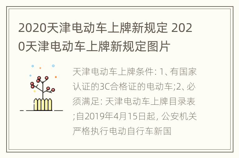 2020天津电动车上牌新规定 2020天津电动车上牌新规定图片