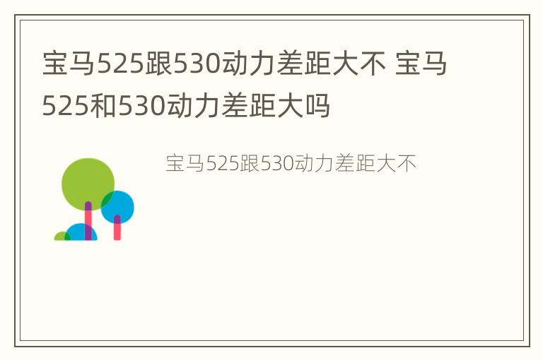 宝马525跟530动力差距大不 宝马525和530动力差距大吗