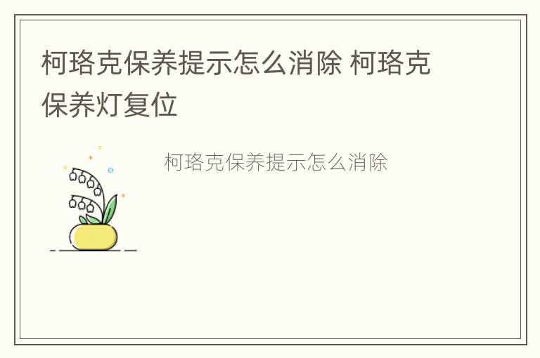 柯珞克保养提示怎么消除 柯珞克保养灯复位