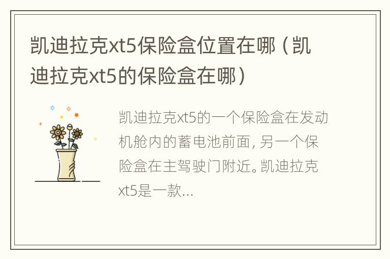 凯迪拉克xt5保险盒位置在哪（凯迪拉克xt5的保险盒在哪）