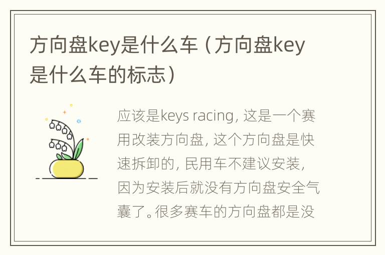 方向盘key是什么车（方向盘key是什么车的标志）