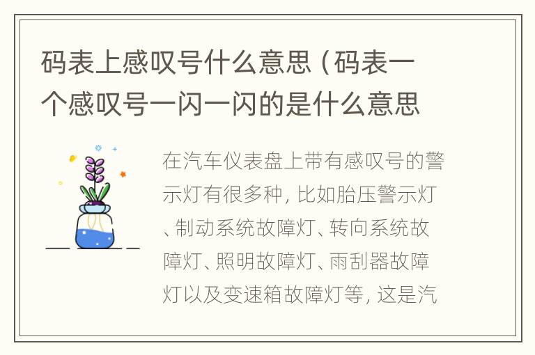 码表上感叹号什么意思（码表一个感叹号一闪一闪的是什么意思?）