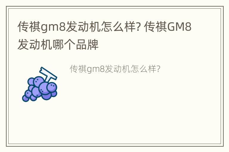 传祺gm8发动机怎么样? 传祺GM8发动机哪个品牌