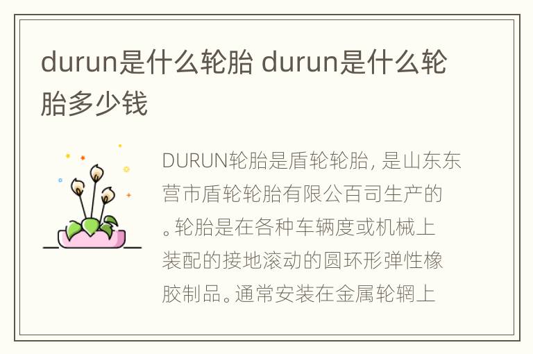 durun是什么轮胎 durun是什么轮胎多少钱