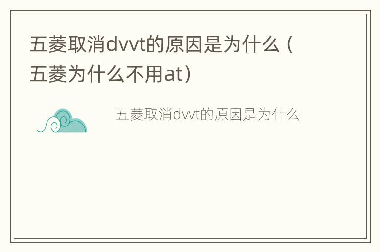 五菱取消dvvt的原因是为什么（五菱为什么不用at）