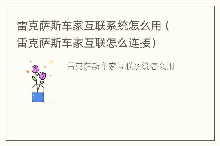 雷克萨斯车家互联系统怎么用（雷克萨斯车家互联怎么连接）