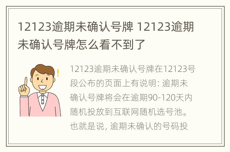 12123逾期未确认号牌 12123逾期未确认号牌怎么看不到了