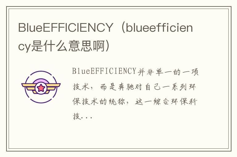 BlueEFFICIENCY（blueefficiency是什么意思啊）