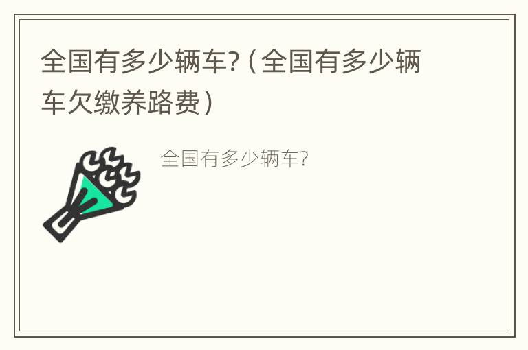 全国有多少辆车?（全国有多少辆车欠缴养路费）