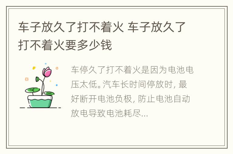 车子放久了打不着火 车子放久了打不着火要多少钱