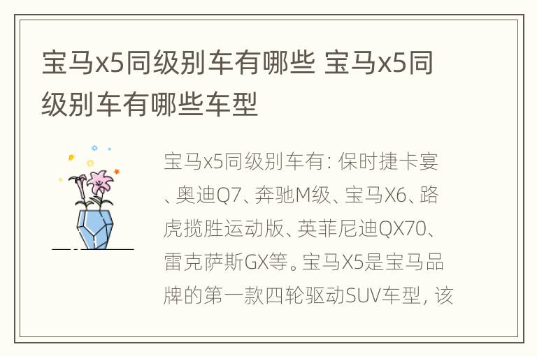 宝马x5同级别车有哪些 宝马x5同级别车有哪些车型