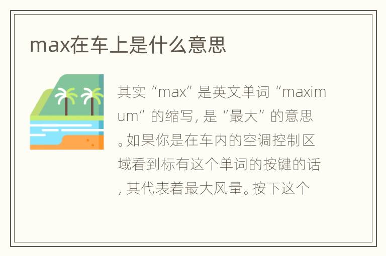 max在车上是什么意思