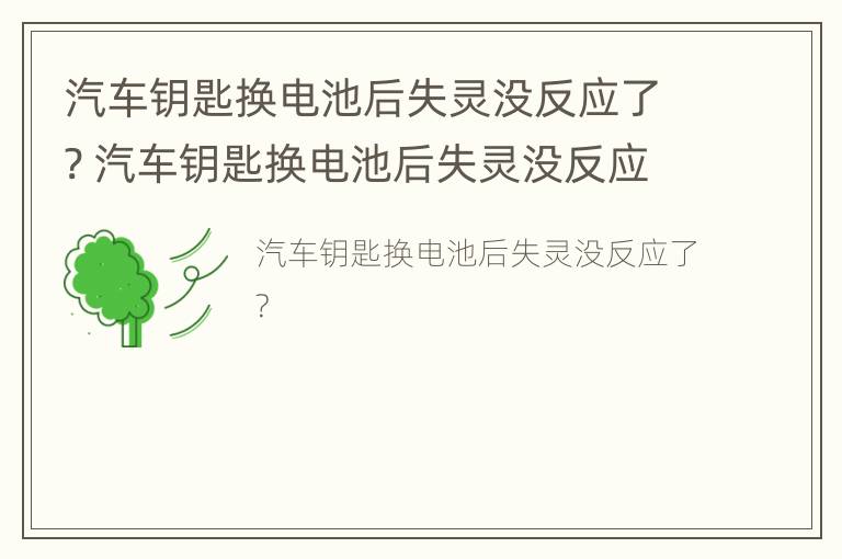 汽车钥匙换电池后失灵没反应了? 汽车钥匙换电池后失灵没反应了