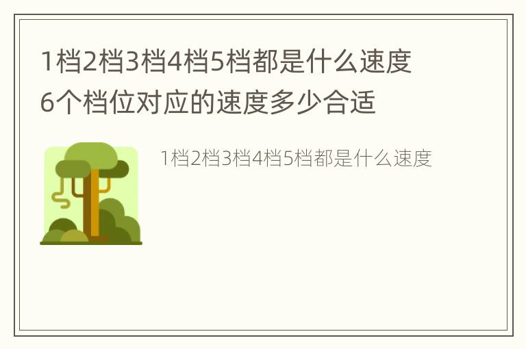 1档2档3档4档5档都是什么速度 6个档位对应的速度多少合适