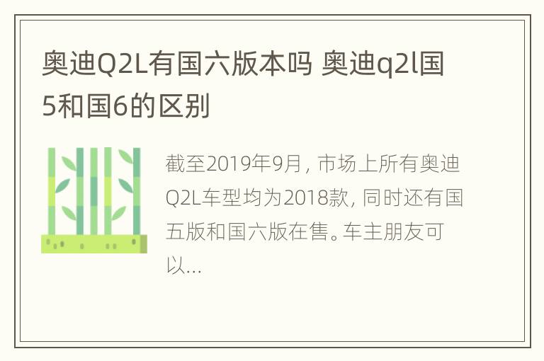 奥迪Q2L有国六版本吗 奥迪q2l国5和国6的区别