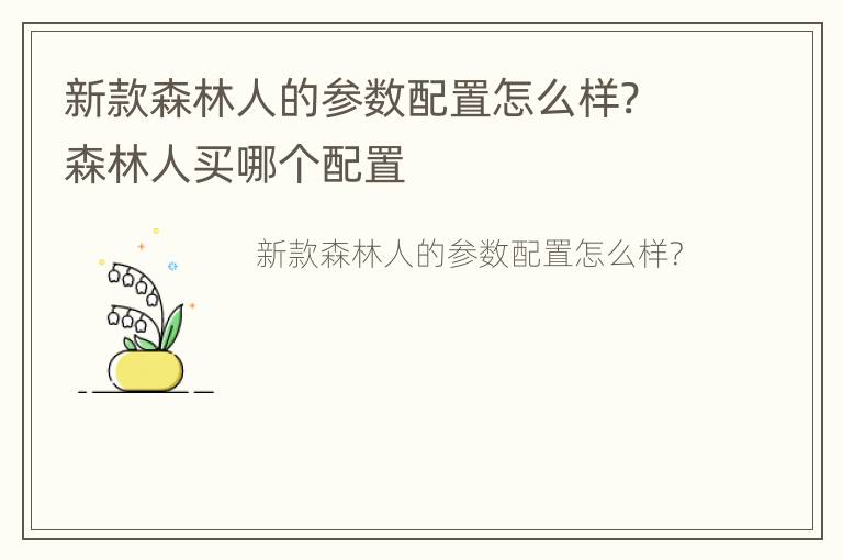 新款森林人的参数配置怎么样? 森林人买哪个配置