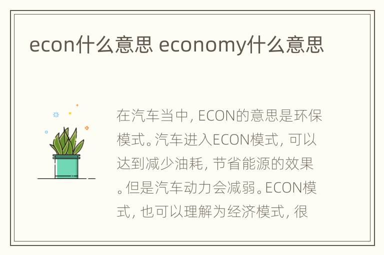 econ什么意思 economy什么意思