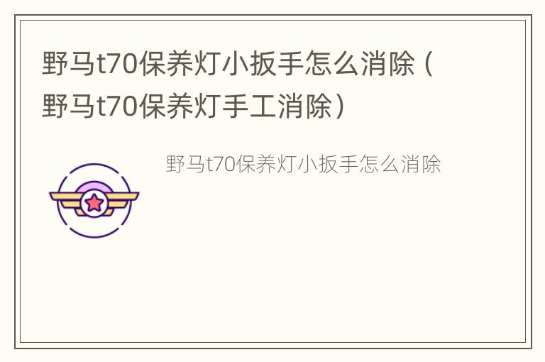 野马t70保养灯小扳手怎么消除（野马t70保养灯手工消除）