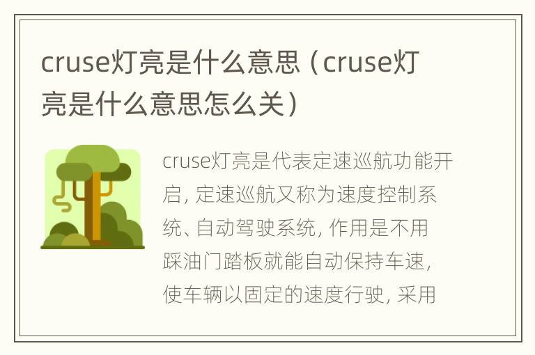 cruse灯亮是什么意思（cruse灯亮是什么意思怎么关）