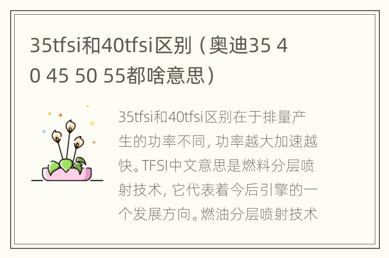 35tfsi和40tfsi区别（奥迪35 40 45 50 55都啥意思）