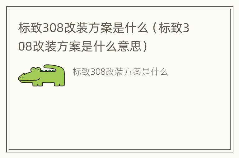 标致308改装方案是什么（标致308改装方案是什么意思）