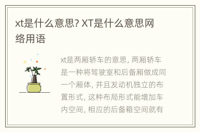 xt是什么意思? XT是什么意思网络用语