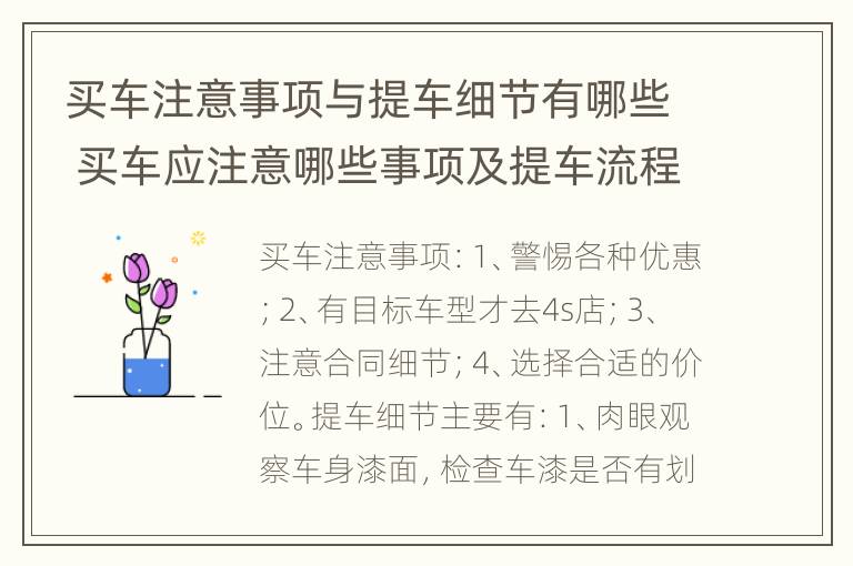 买车注意事项与提车细节有哪些 买车应注意哪些事项及提车流程