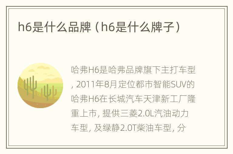 h6是什么品牌（h6是什么牌子）