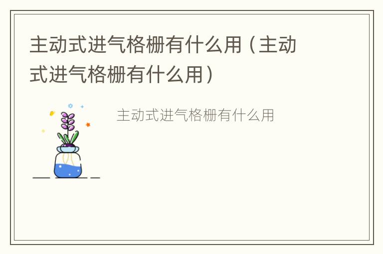 主动式进气格栅有什么用（主动式进气格栅有什么用）