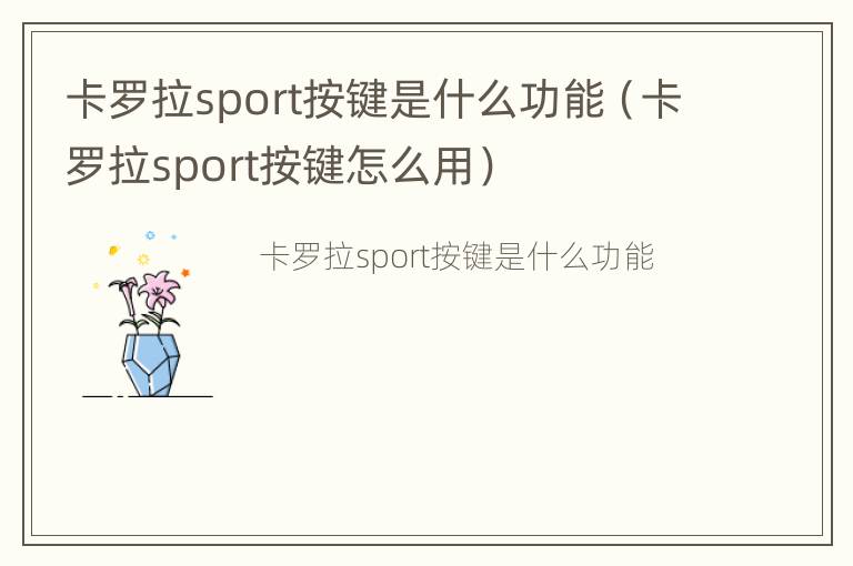 卡罗拉sport按键是什么功能（卡罗拉sport按键怎么用）