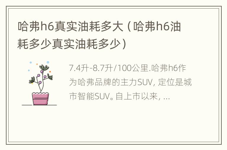 哈弗h6真实油耗多大（哈弗h6油耗多少真实油耗多少）