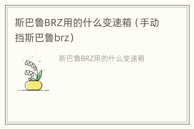 斯巴鲁BRZ用的什么变速箱（手动挡斯巴鲁brz）