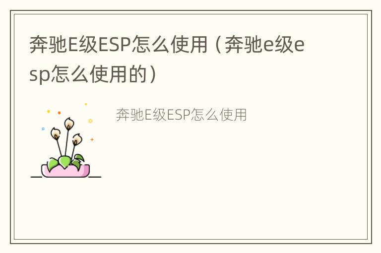 奔驰E级ESP怎么使用（奔驰e级esp怎么使用的）