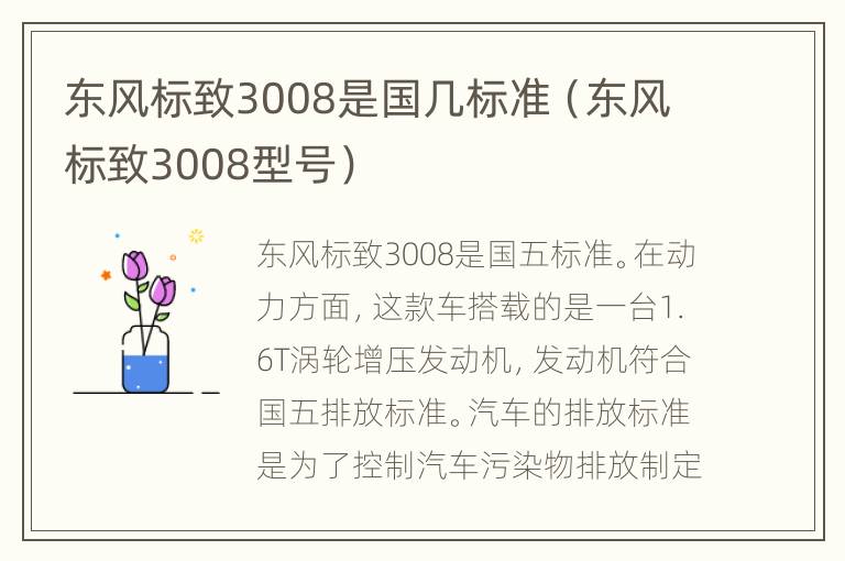 东风标致3008是国几标准（东风标致3008型号）