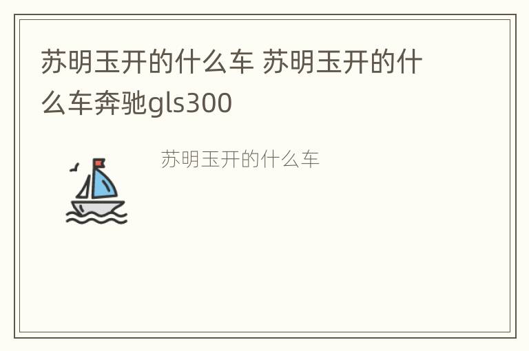 苏明玉开的什么车 苏明玉开的什么车奔驰gls300